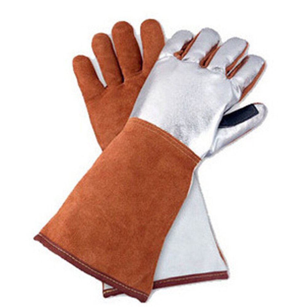 Heat And Fire Retardant Aluminized Leather Welding Gloves